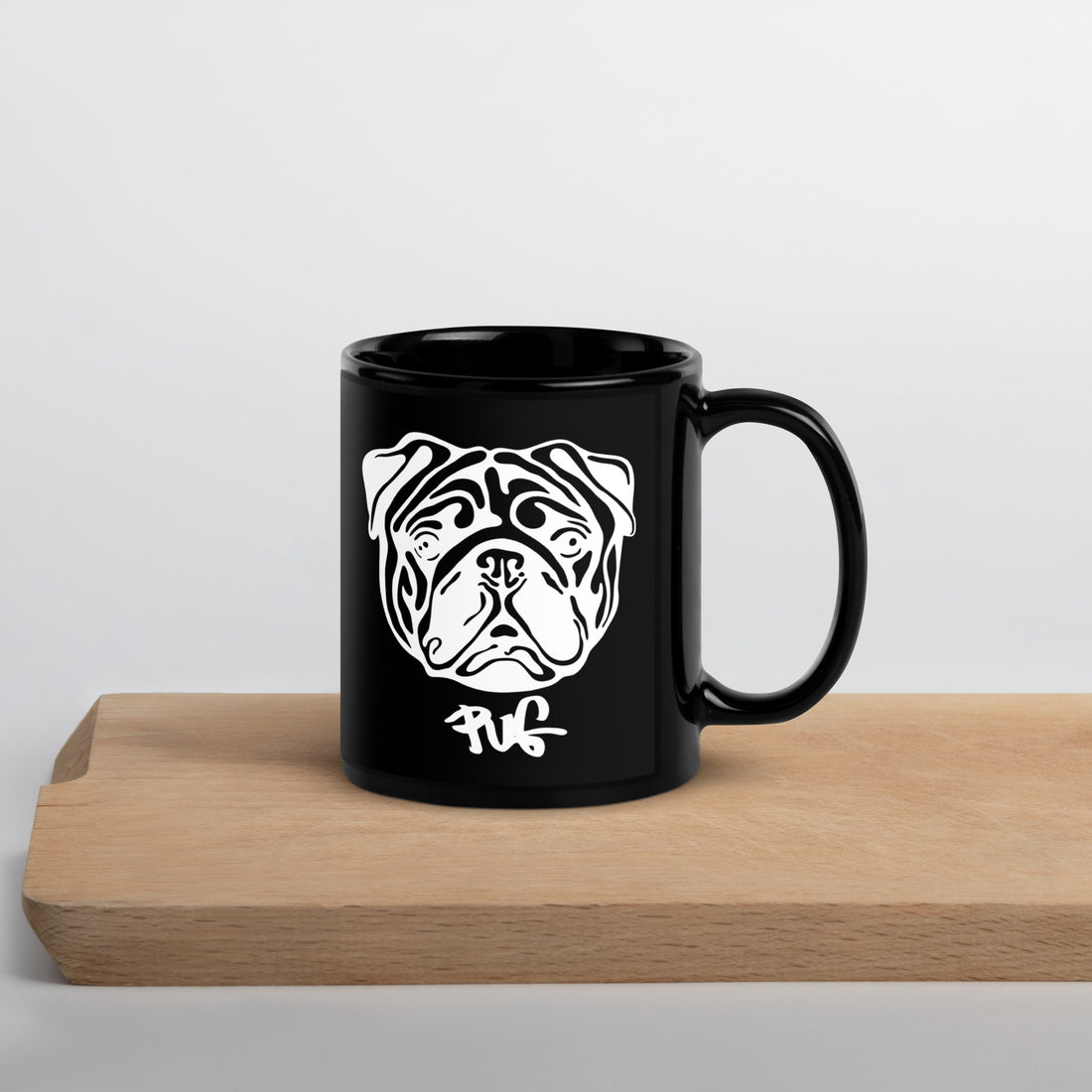 Black Glossy Mug Pug