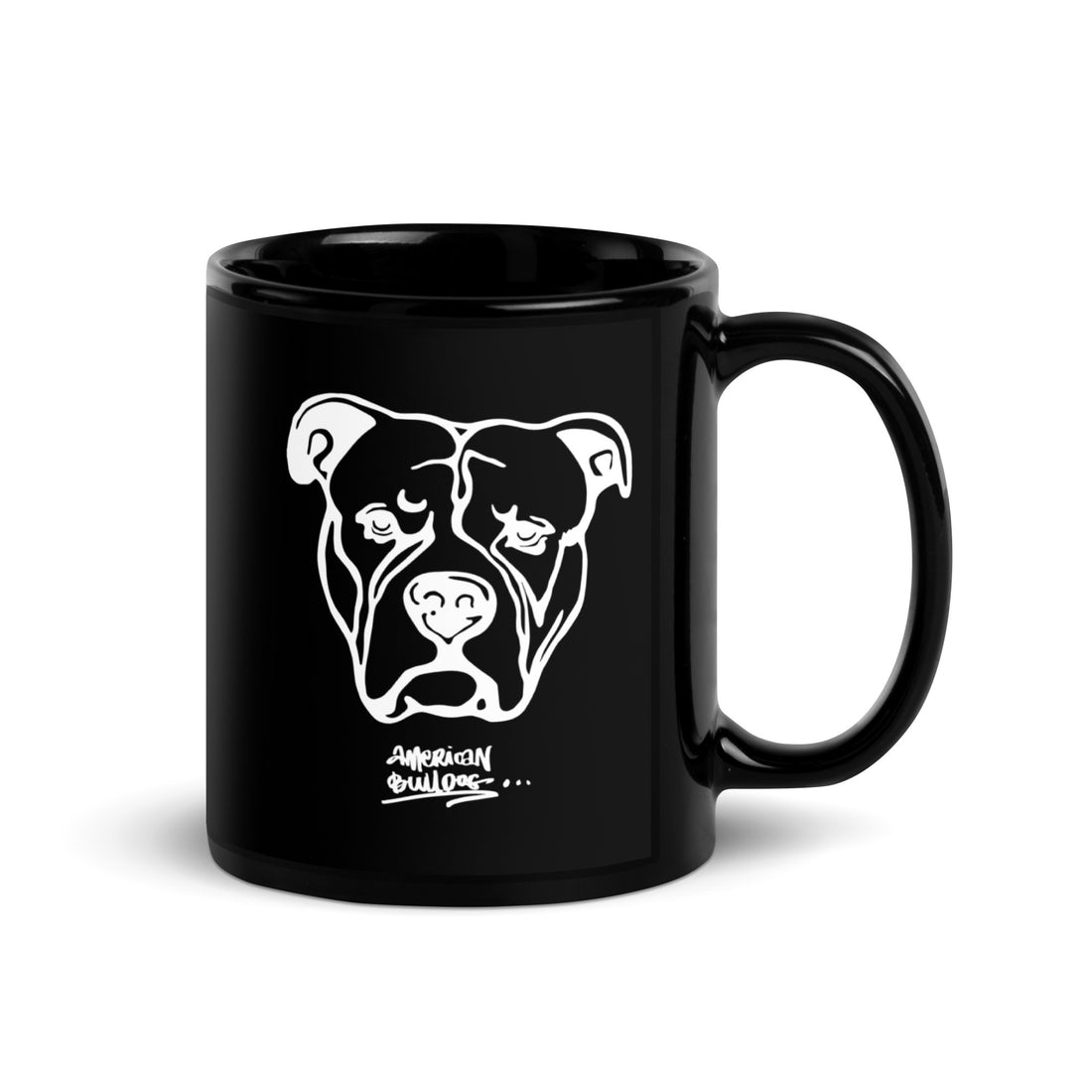 Black Glossy Mug American Bulldog