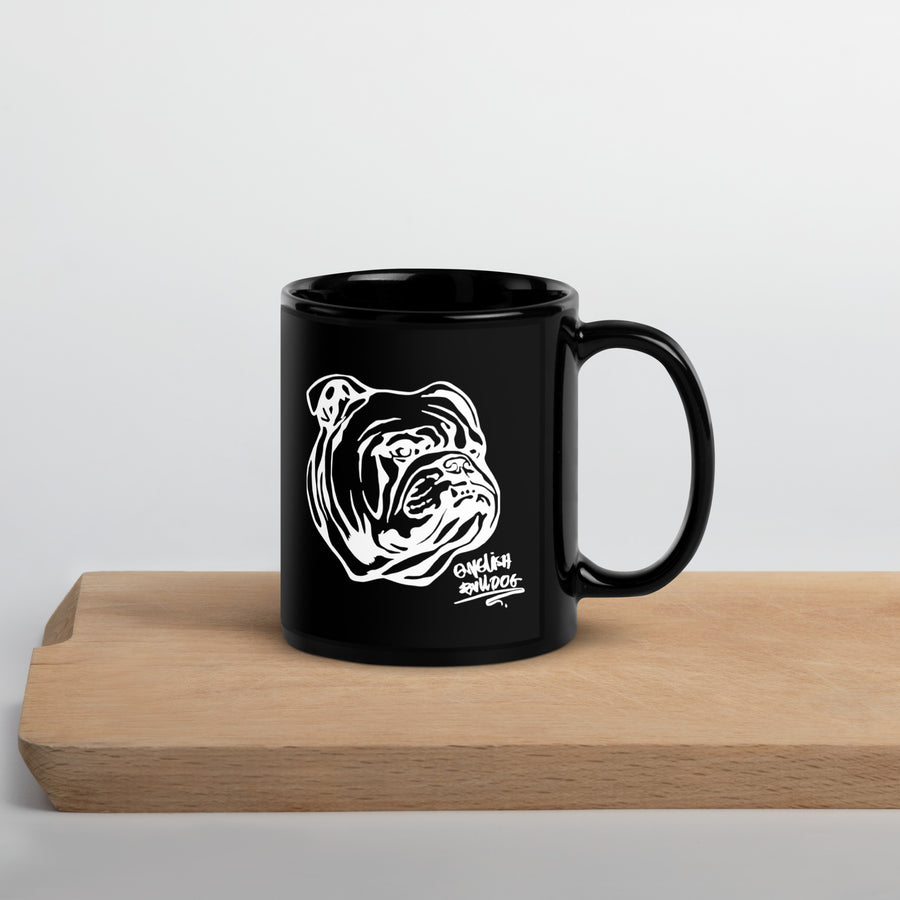 Black Glossy Mug English Bulldog