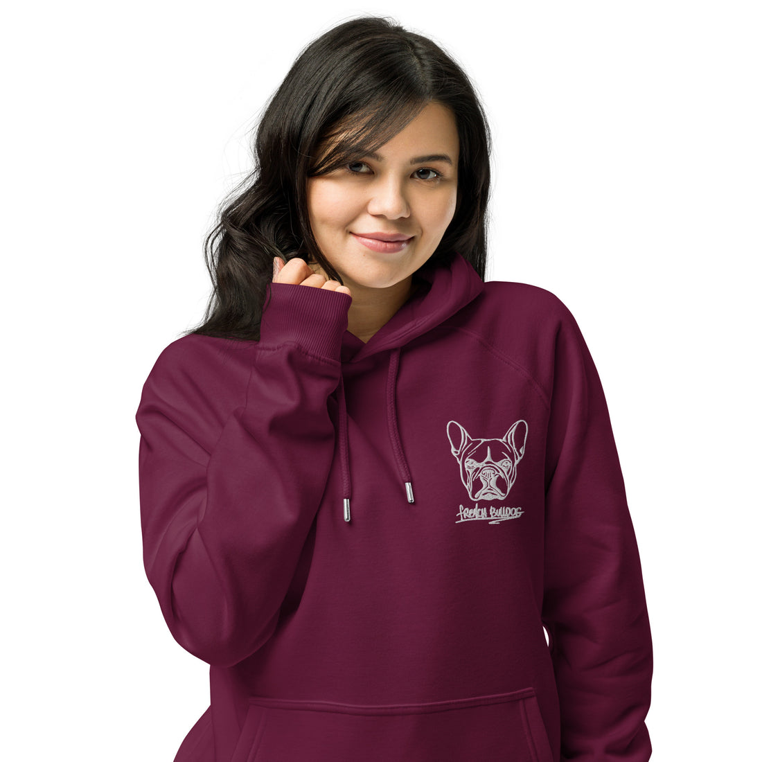 Unisex eco raglan hoodie French Bulldog