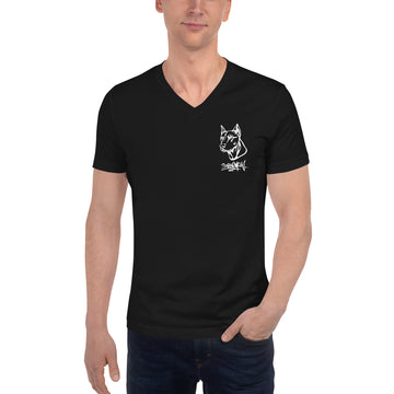 Unisex Short Sleeve V-Neck T-Shirt Doberman
