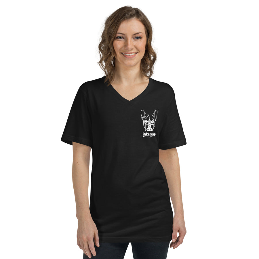 Unisex Short Sleeve V-Neck T-Shirt French Bulldog