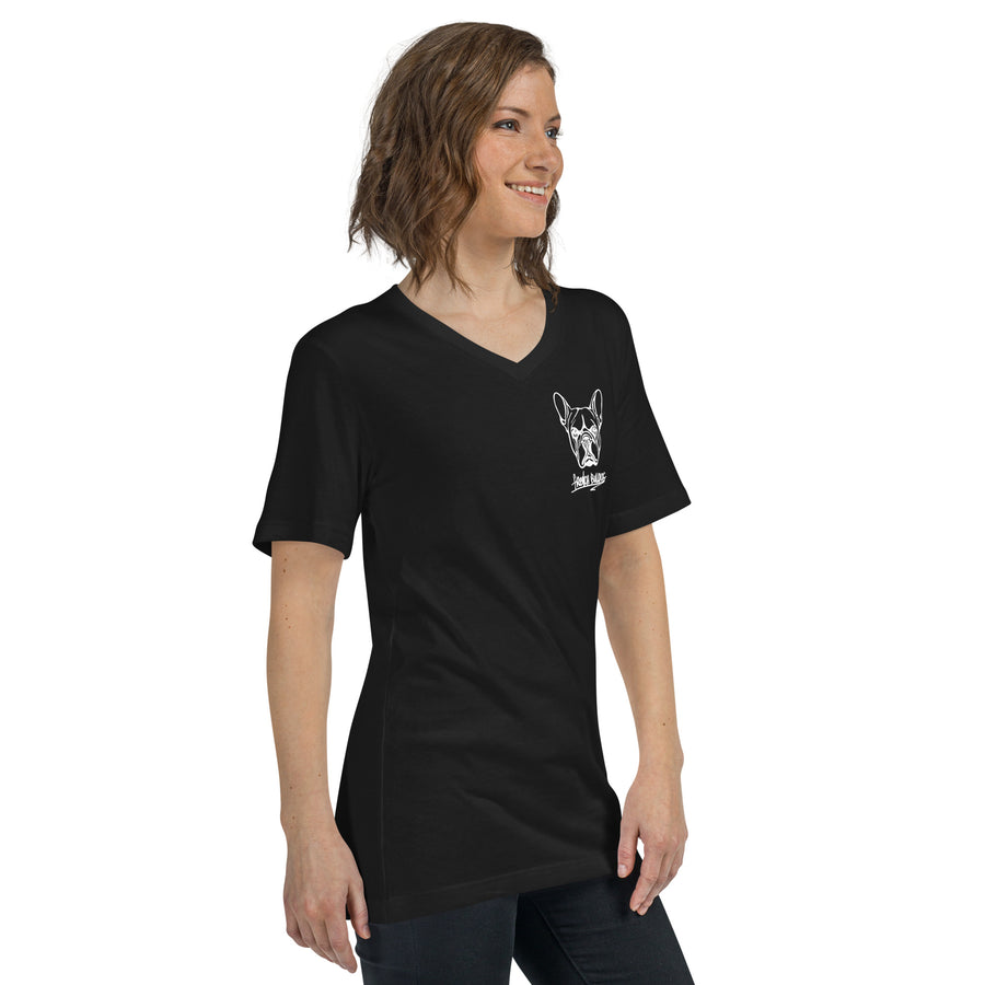 Unisex Short Sleeve V-Neck T-Shirt French Bulldog