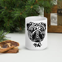White glossy mug Pug
