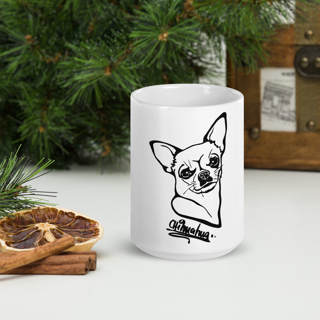 White glossy mug Chihuahua